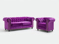 Ensemble de canapés - Velours - 189x90x78 cm - Violet - Style Chesterfield capitonné