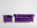 Ensemble de canapés - Velours - 188x91x79 cm - Violet - Style Chesterfield capitonné