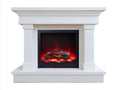 Cheminée électrique-Bois-102x32x98 cm-Blanc-Noir-Style classique avec effet flamme