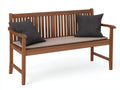 Banc de jardin - Bois-Tissu - 162x64x92 cm - Bois brun-Beige - Style classique à dossier ajouré