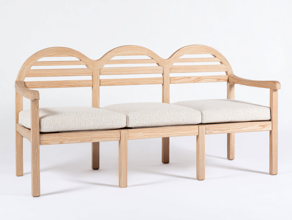 Banc de jardin-Bois-Tissu-175x70x88 cm-Beige-Bois naturel-Style contemporain