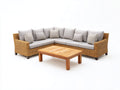 Canapé de jardin-Rotin tressé-Tissu-330x280x78 cm-Beige-Gris clair-Style contemporain modulable