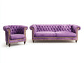 Ensemble de canapés - Velours - 188x91x79 cm - Violet - Style Chesterfield capitonné