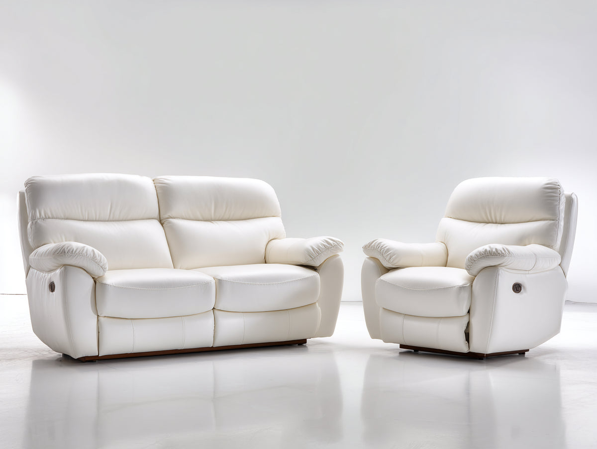 Ensemble de canapés - Similicuir - 182x96x102 cm - Ivoire - Style contemporain relax réglable