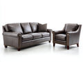 Ensemble de canapés - Similicuir - 218x93x91 cm - Marron foncé - Style classique à clous décoratifs