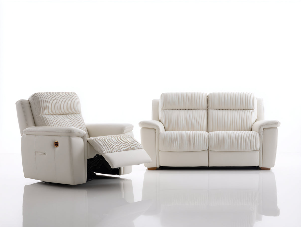 Ensemble de canapés - Similicuir - 184x96x103 cm - Blanc cassé - Style contemporain relax