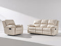 Ensemble de canapés - Similicuir - 218x99x104 cm - Crème - Style contemporain relax électrique