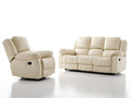 Ensemble de canapés - Similicuir - 222x100x105 cm - Ivoire - Style contemporain relax électrique