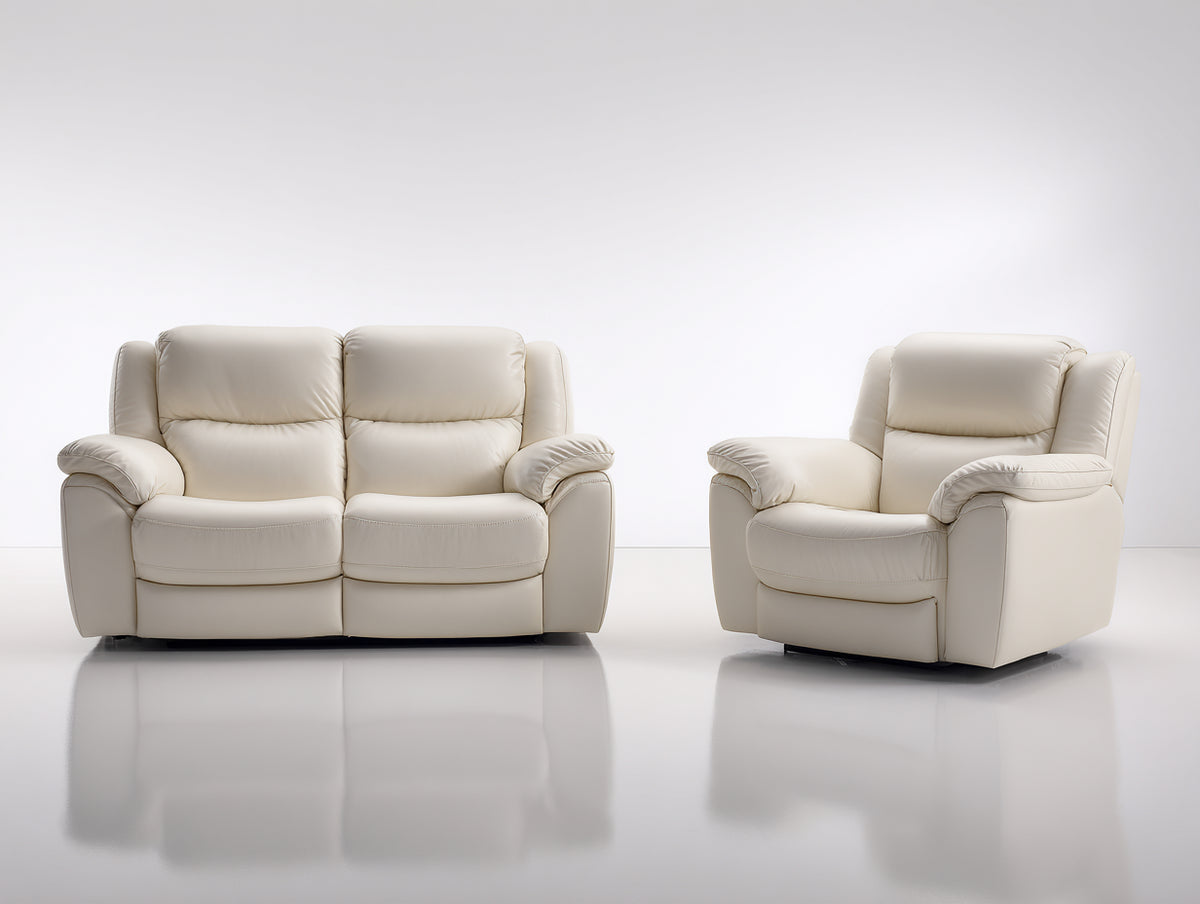 Ensemble de canapés - Similicuir - 178x96x101 cm - Ivoire - Style contemporain confort