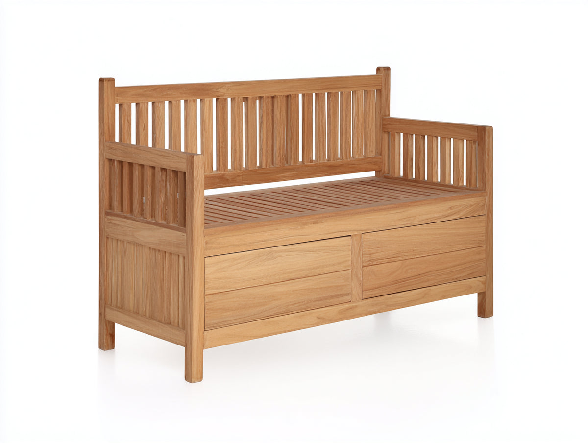 Banc de jardin-Bois-145x65x95 cm-Marron-Style classique avec rangement