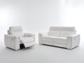 Ensemble de canapés - Similicuir - 182x96x101 cm - Blanc - Style contemporain relax électrique