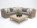 Canapé de jardin-Rotin tressé-Tissu-290x290x78 cm-Gris-Beige-Style contemporain modulable