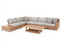 Canapé de jardin-Rotin tressé-Tissu-360x260x78 cm-Beige-Gris-Style contemporain modulable