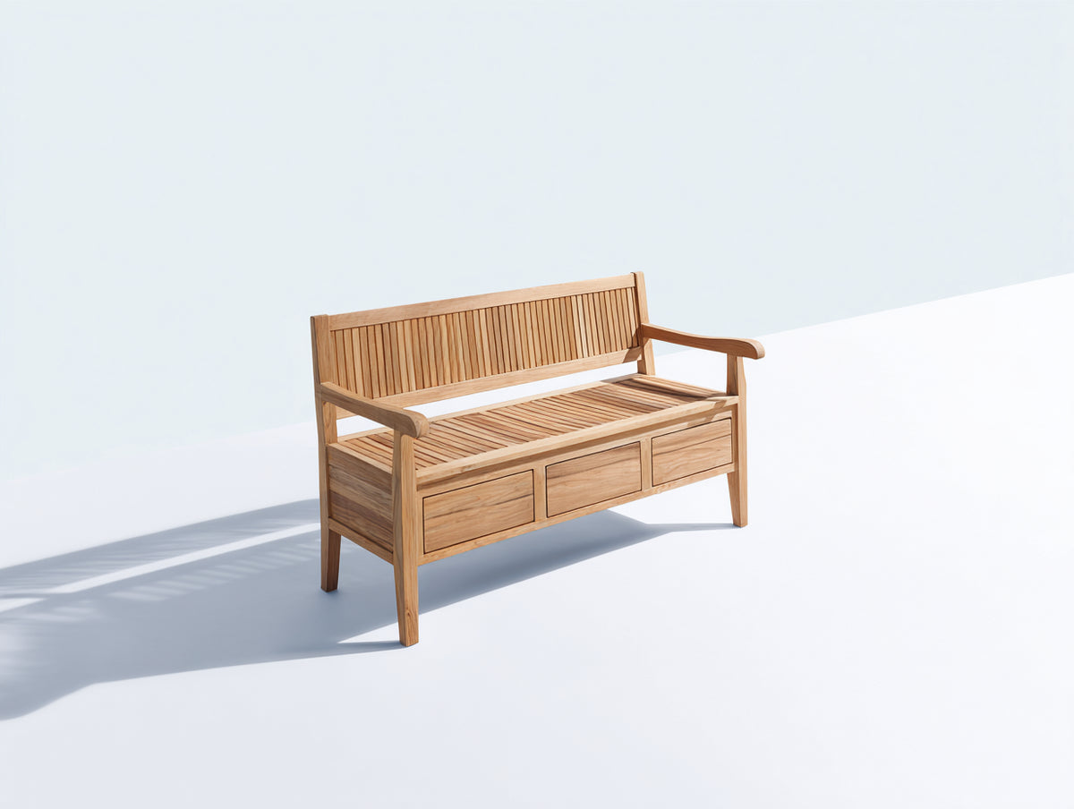 Banc de jardin-Bois-150x65x92 cm-Bois clair-Style classique avec rangement